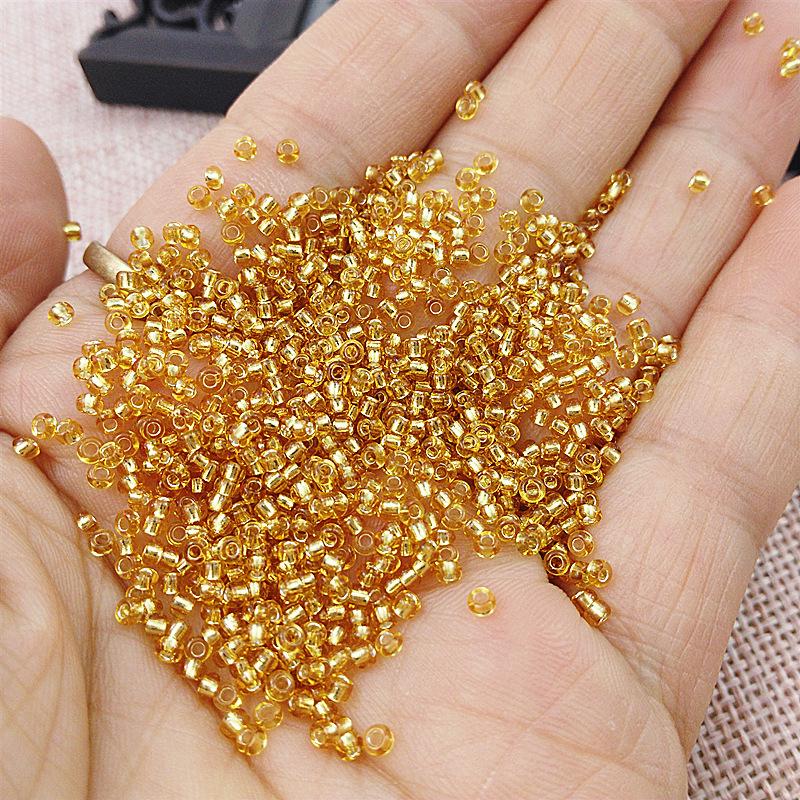 Silver-Plated Gold 2mm Glass Seed Bead Bracelet Necklace DIY Accessories
