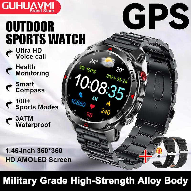 New Military Outdoors BT Call Smart Watch Built-in GPS Compass Barometric Altimeter 10ATM Waterproof Sports Smartwatche Men