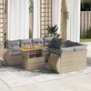VidaXL Garden Lounge Set with Cushions 9 Pcs Beige Braided Resin 3327244