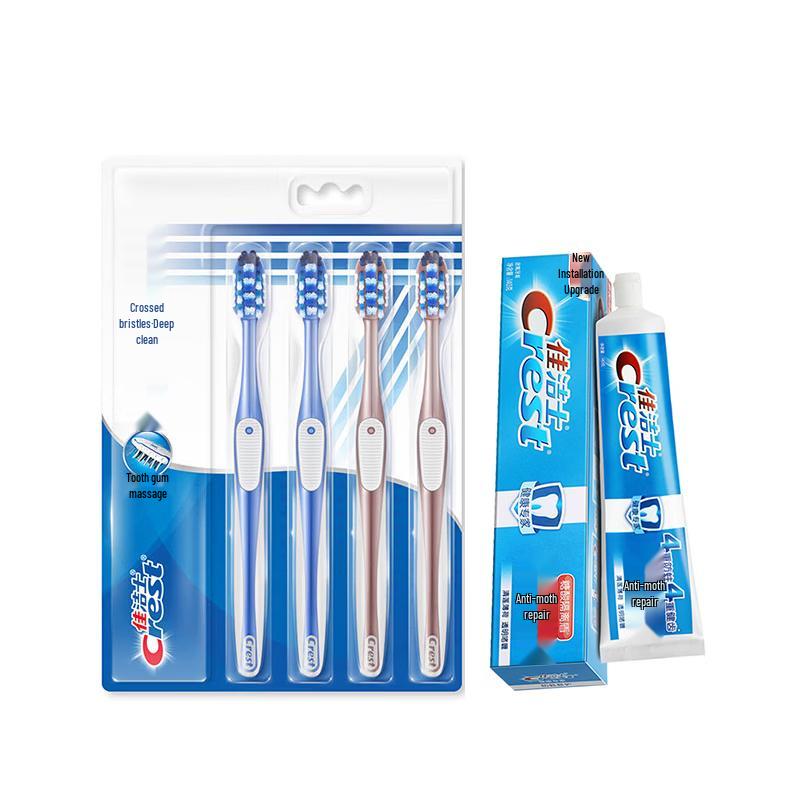 Crest 7 Effects Toothbrush 4-Pack & Anti-Cavity Repair Toothpaste Bundle