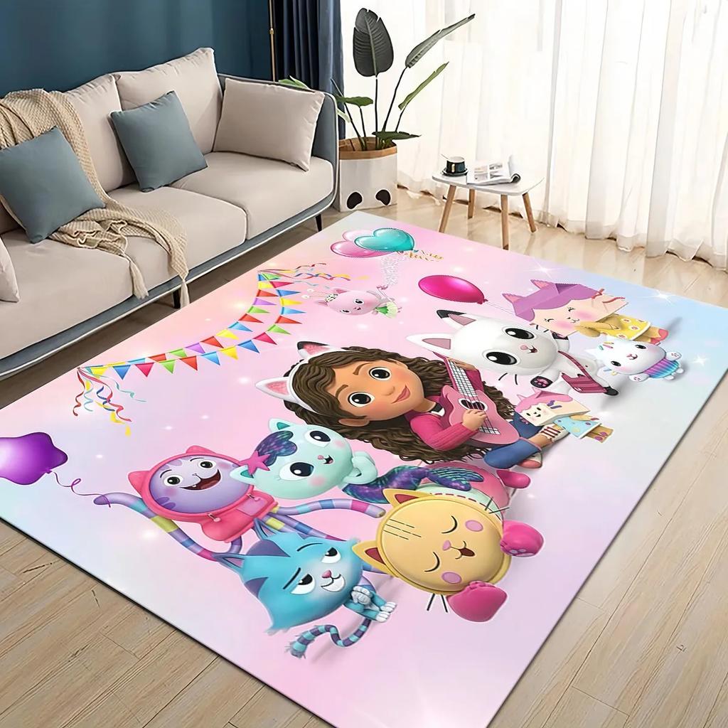 2025 New Style Gabbys Dollhouse Cartoon Girl Gift Carpet Rug for Living Room Bedroom Home Sofa Decoration,kid Non-slip Floor Mat