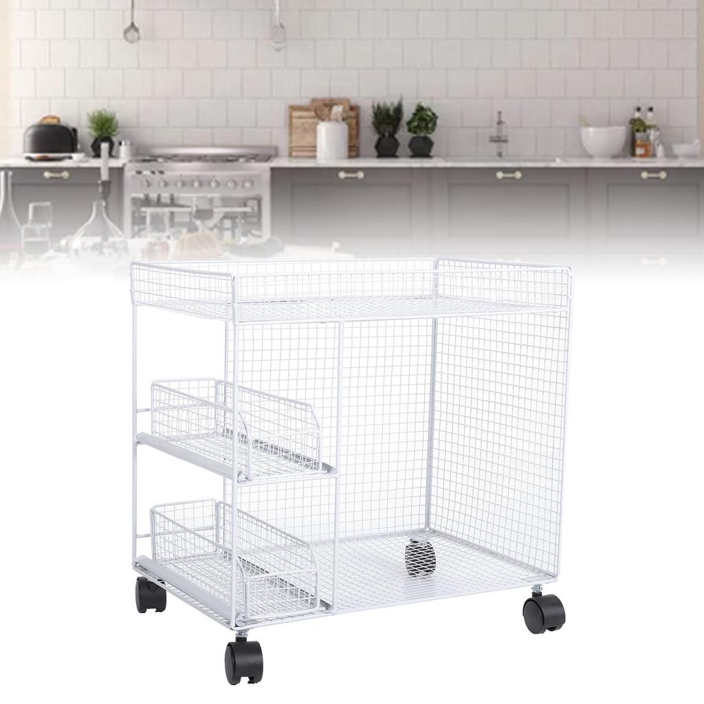 Mobile Storage Rack Breathable Space Saving Kitchen   with 360 Degrees  Rotating Lockable Wheels Pull Out Baskets for Bowls Dishes
