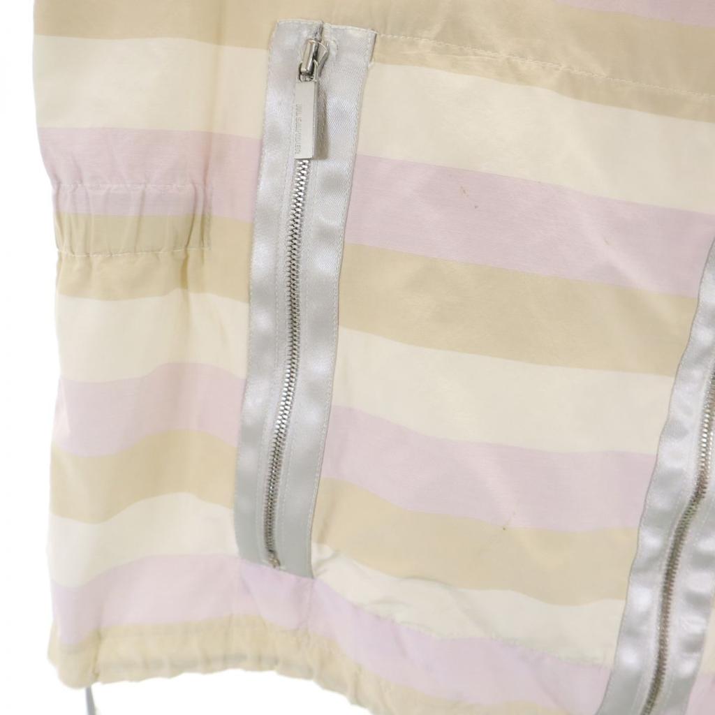 Jil Sander Silk Blend Made In Italy Border Pattern Long Sleeve Zip Hoodie Women Used