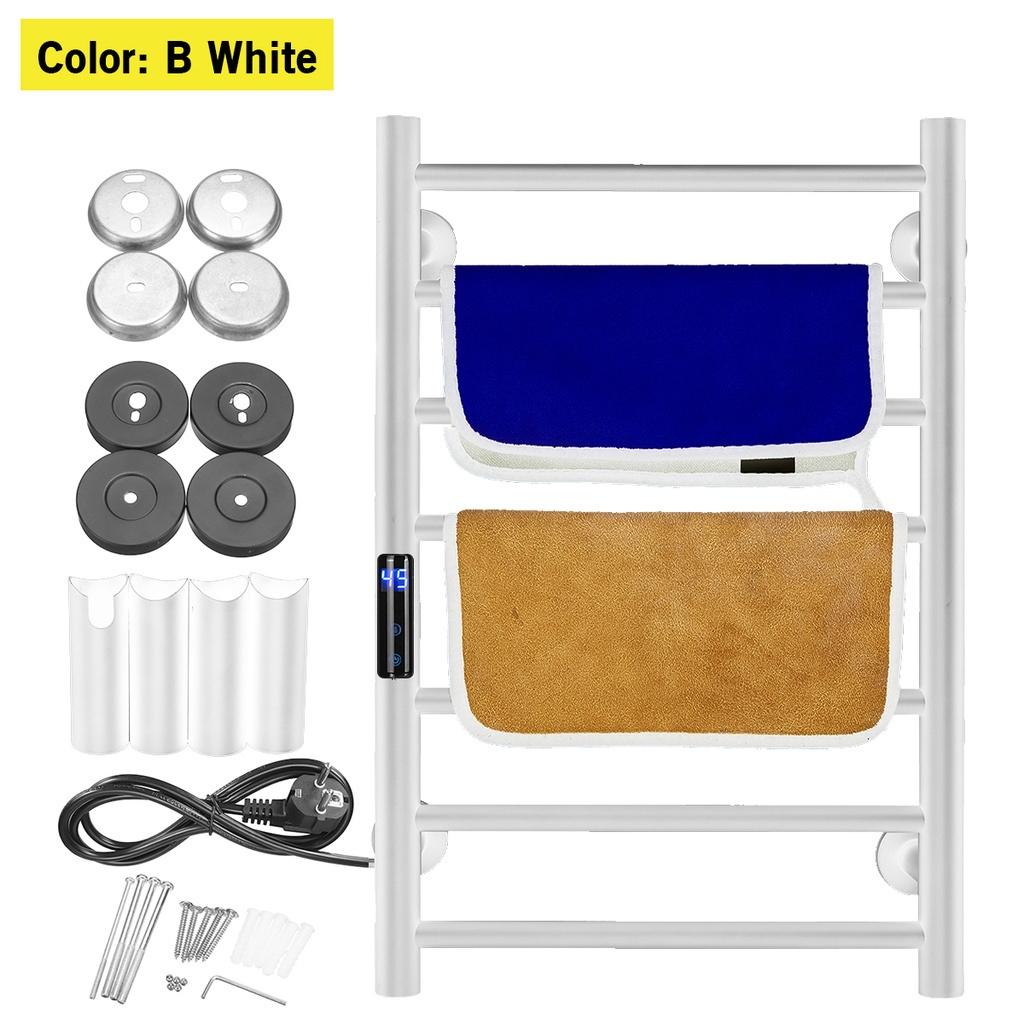 

Нержавеющая сталь Ванная комната Электрическая сушилка для полотенец Водонепроницаемая 45°~70 Регулировка температуры и времени Умная нагреваемая вешалка для полотенец 80 Вт белый