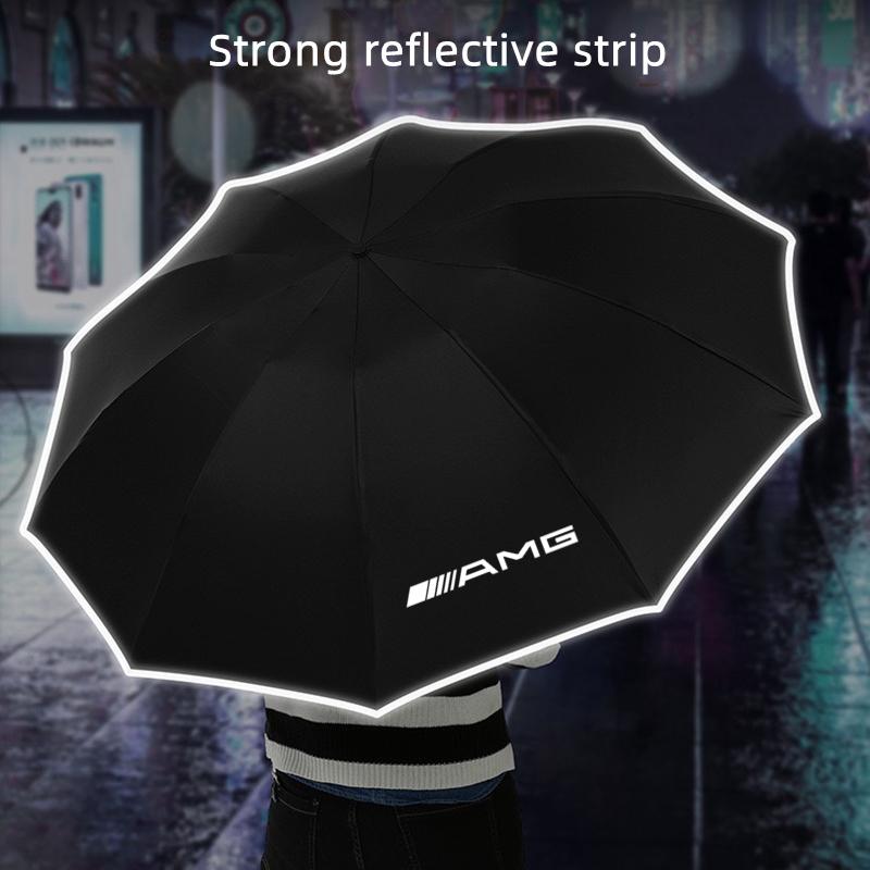 thvjz10 2025 Hot Automatic Reflective Stripe Reverse Led Light 10 Ribs Windproof Umbrellas For Mercedes Benz AMG W212 W204 W211W168 W213