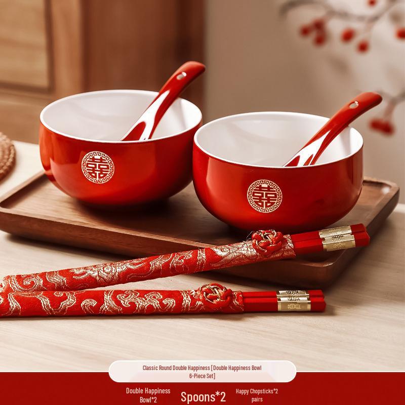 Red Wedding Tea Set: Tea Cups, Bowls & Chopsticks - Perfect for Weddings & Celebrations