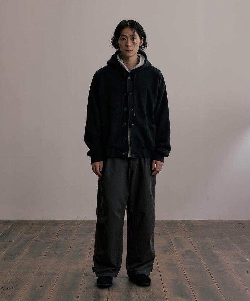 Hooves Heavy Cotton Oversized Button Zip Hoodie [Black]