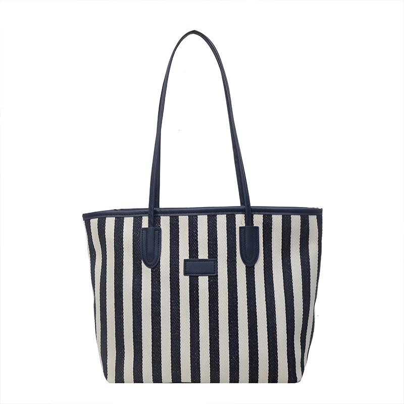 Striped Large-Capacity Casual Bag Spring And Summer Versatile Ins Foreign Style Shoulder Underarm Bag Going Out Tote Bag