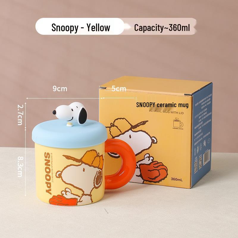 Snoopy Ceramic Lidded Mug - Ideal Gift for Girls, Office, or Home 360ML жёлтый