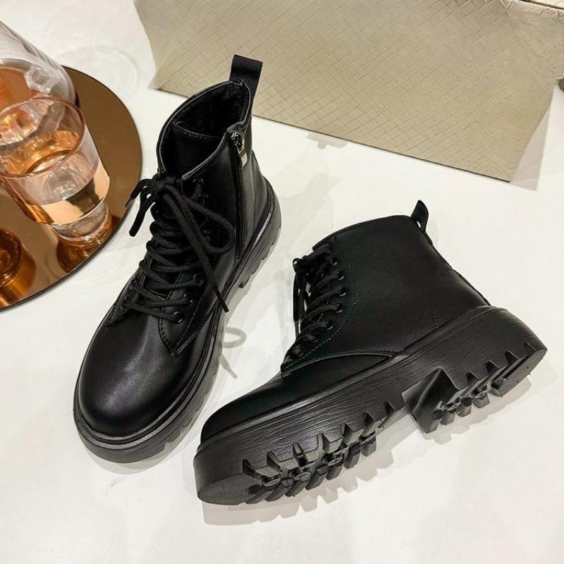 Plus-size Women's Shoes, New Side Zippers, Thick-soled Retro Ankle Boots