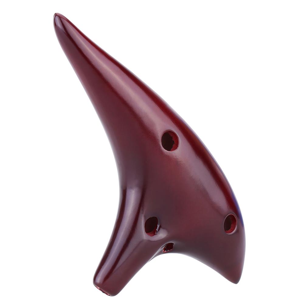 

12 Holes Ceramic Ocarina Flute Alto C Smoked Burn Submarine Style Musical Instrument with Music Score for Music Lover
