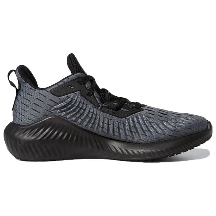 New Adidas AlphaBounce +J Slip Resistant Low Top Running Shoes Gray Black Teenagers EF0944