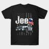 Men Black Print T-shirt Wrangler Jl Jeepcar Jeep Flag No-Cut Transfer Paper Print Cotton Tshirt