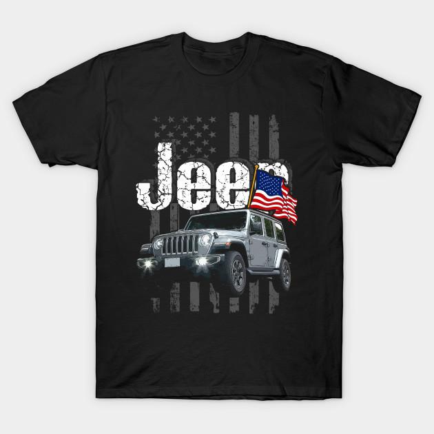 

Men Black Print T-shirt Wrangler Jl Jeepcar Jeep Flag No-Cut Transfer Paper Print Cotton Tshirt M чорний