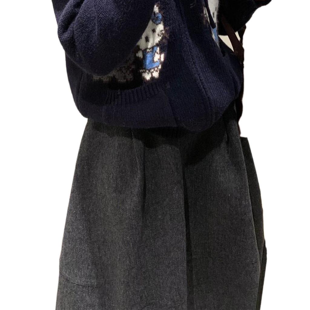 Highly Recommended! Women's Retro Woolen Pleated Slim-Fit Mid-Length Skirt, Korean Minimalist Style for Autumn/Winter.