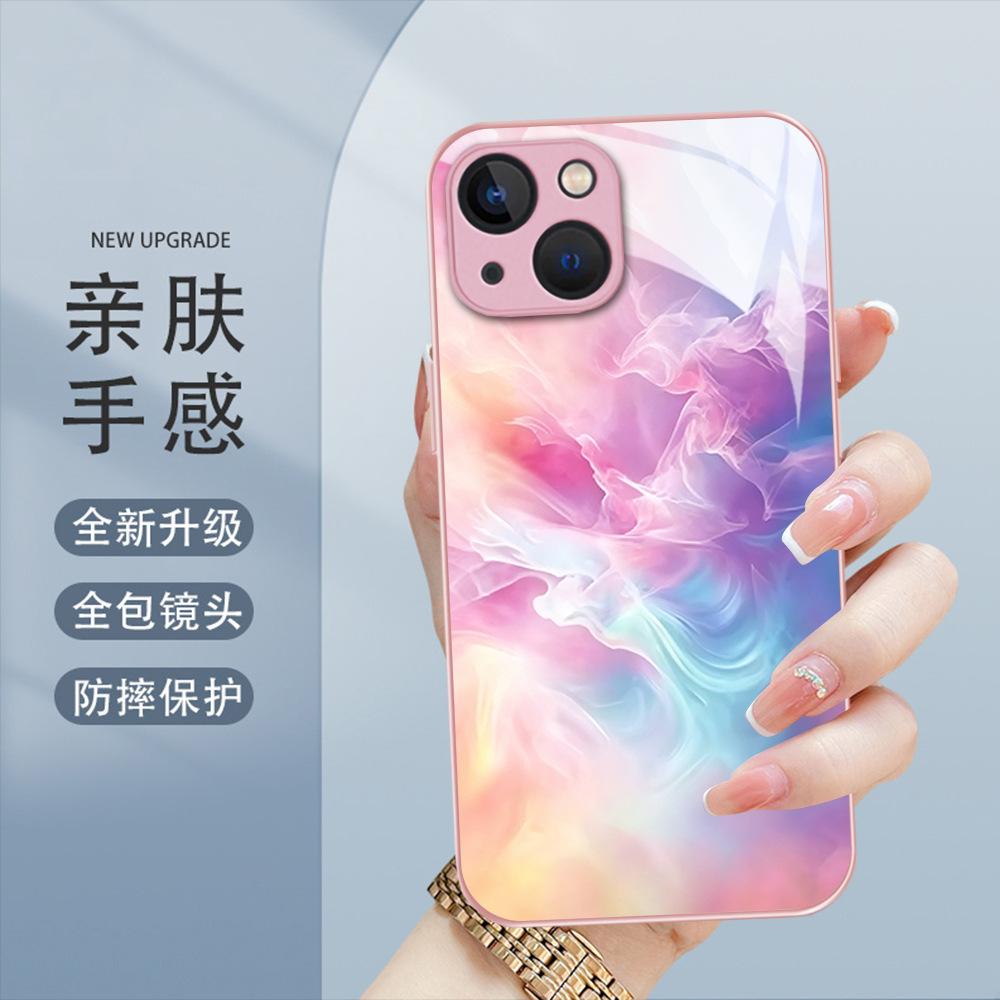 Creative advanced sense niche dream smudge gradual change glass phone case iPhone17 women's protective case Apple 11