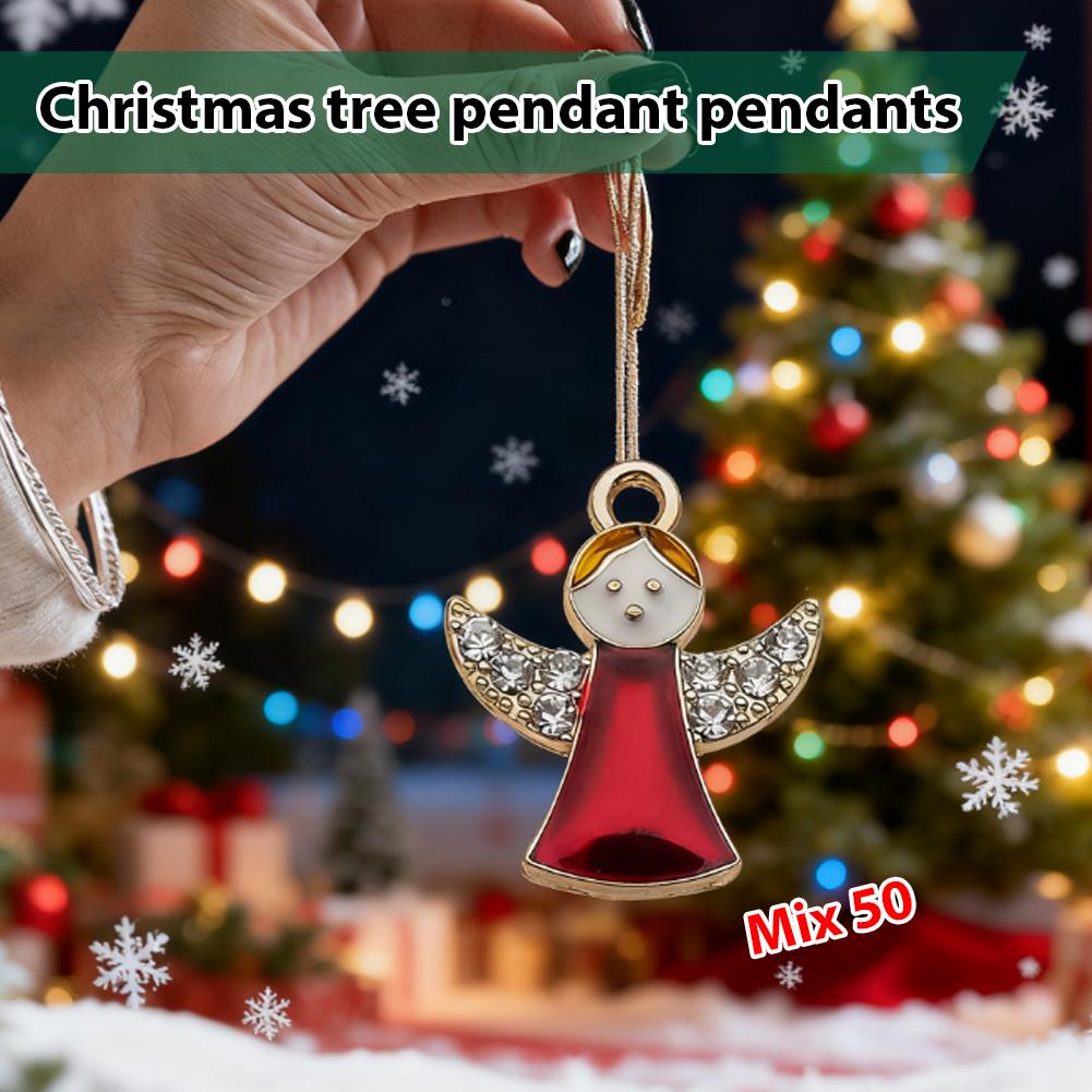 Assorted 50piece Christmas Drip-style Santa Claus And Decorations Sock Tree Ornament Snowman Creative Cartoon Pendant Reind U1A4