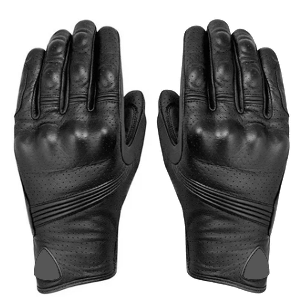 Full Leather Gloves Anti Slip Cold Weather Riding Gloves for Motorcycle Driving Black L