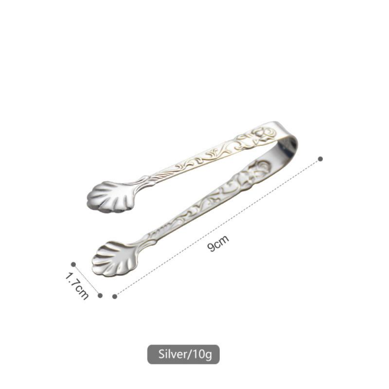 

Vintage Rose Relief Stainless Steel Ice square sugar Clips small Sugar Tongs Food Clips Kitchen Serving Tong Barware Accessories серебряный