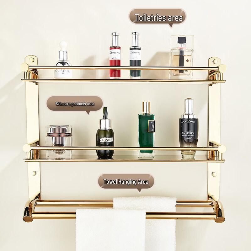 Stainless Steel Wall-Mounted Storage Rack with Towel Bar