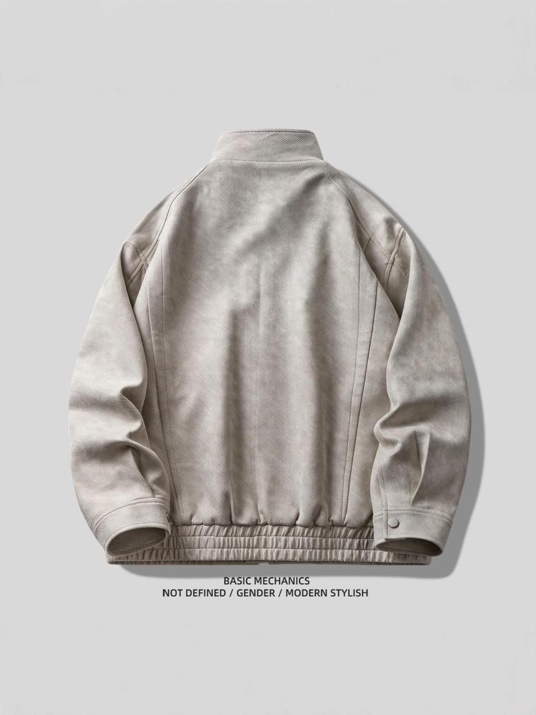 High Street Trend Suede Embossed American-Style Men's Jacket - Spring/Autumn, High-End Loose Stand Collar Design