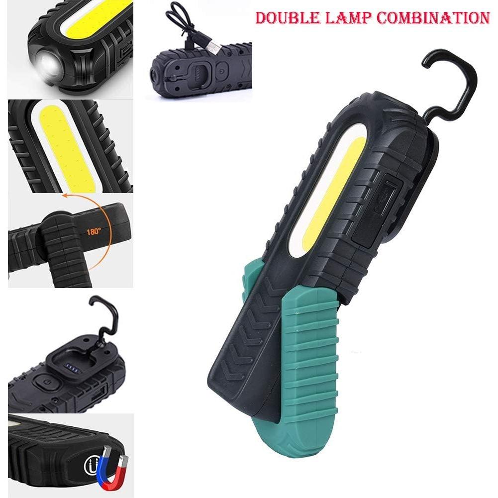 LED Work Light,Portable Rechargeable Torch Workshop Lamp COB Inspection Lights with Hook and Magnetic Base for Car Repair,Garage,Camping,Emergency Use