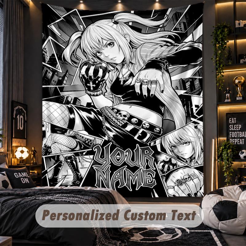 Personalized Wall Tapestry,Death Note Custom Printed Name, Fabric Wall Art For Indoor Room Backdrop