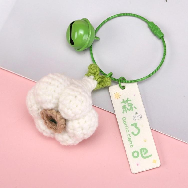 Realistic Yarn Garlic/Cabbage/Scallion/Chili Keychain Vegetable Pendant Keyring Creative Accessory for Keys Or Bags