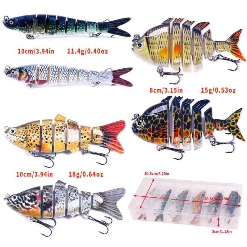 6Boxed Lure Set5PCSMulti-section Fish-shaped Bionic Bait, Soft Bait and Hard Bait, Suitable for Both Freshwater and Saltwater, P