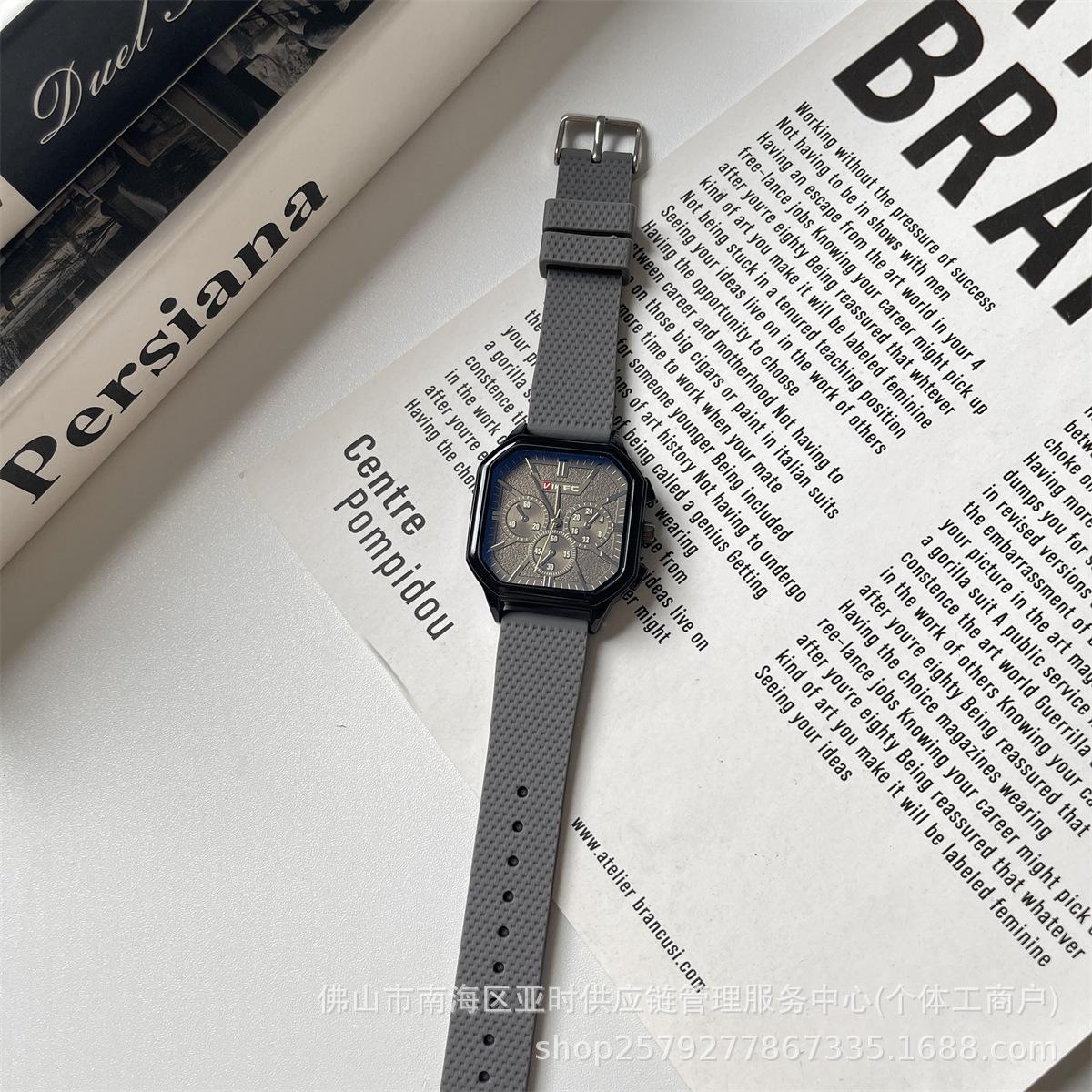 

Vikec Sports And Leisure Watch Men S Personality Trend Fashion Junior High School Students Silicone Square Large Dial серый