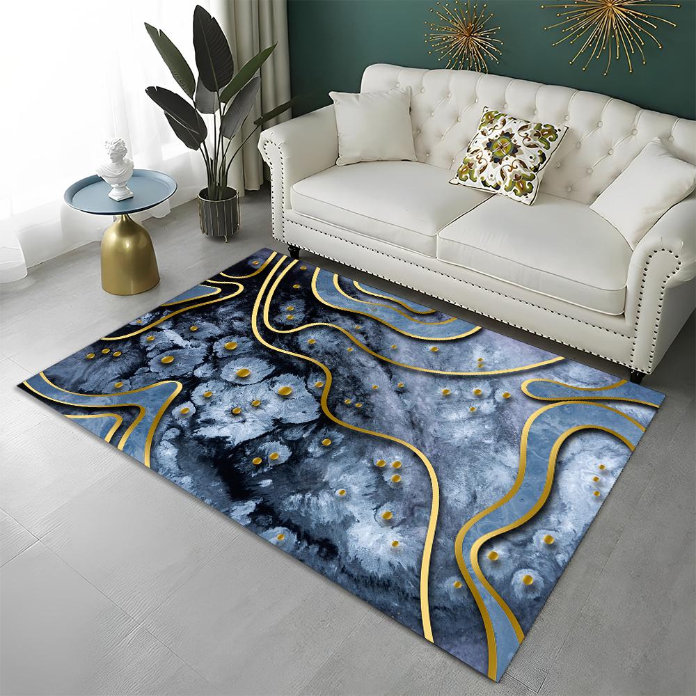 3D Χρώμα Υπέροχο Χρυσό Σκανδιναβικό Μάρμαρο Χαλί για Σπίτι Σαλόνι Υπνοδωμάτιο Καναπές Διακοσμητικό Πατάκι Πόρτας, Παιδικό Χαλί Αντιολισθητικό Πατάκι Δαπέδου