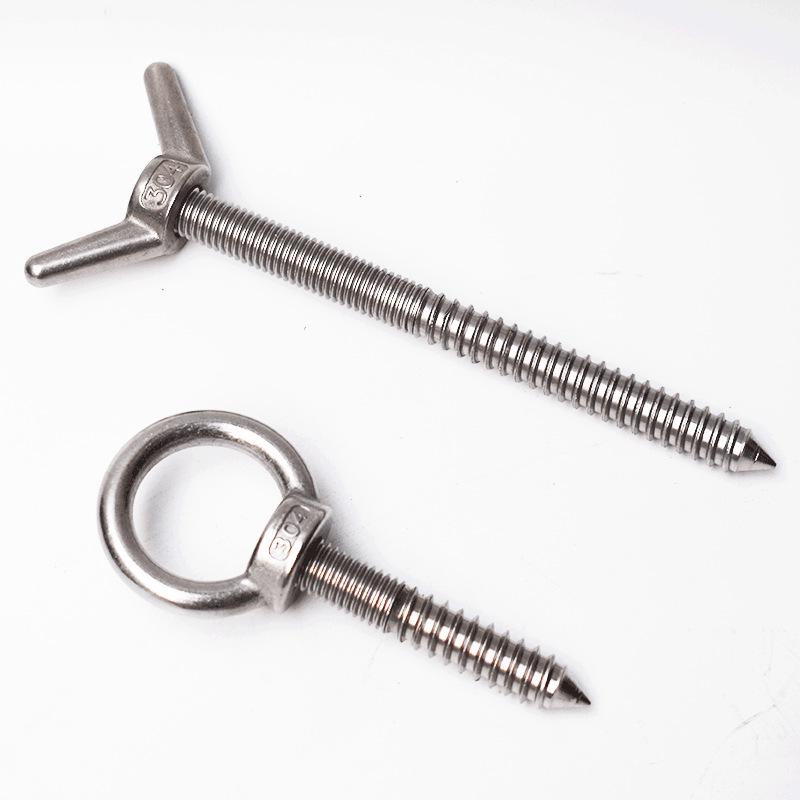 Stainless Steel 304 Eye Bolt, Self-Tapping Screw Eyelet, Butterfly Hand-Tight Self-Sheep Horn Nails