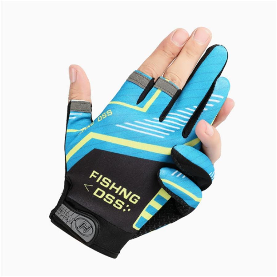 

3-Finger Exposed UV Protection Fishing Gloves, Breathable Anti-Slip Outdoor Sports Gloves L синий