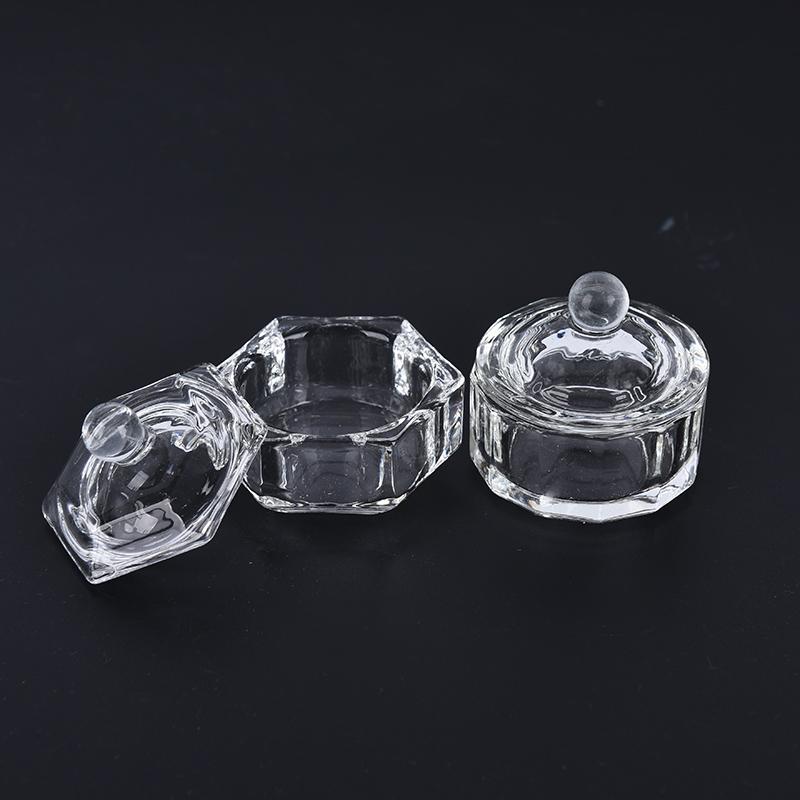Verre Cristal Bol à Dappen Couvercle Porte-Gobelet Équipement Manucure Outil à Ongles