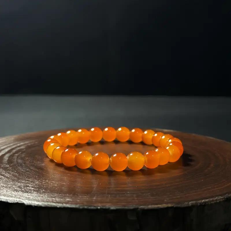 8mm Orange Crystal Bracelet: Simple, Stylish Bracelet for Men and Women