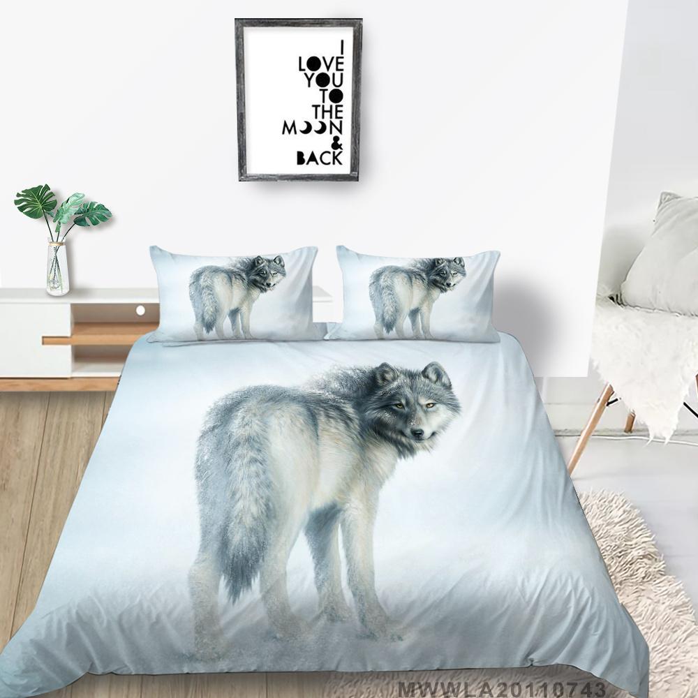 

2023 Новый стиль 3D Роскошный стиль 2/3 шт. Постельное белье Кровать Удобный комплект пододеяльников с принтом волка Домашний текстиль Полиэстер Подарок для мальчика EU Single 135x200cm