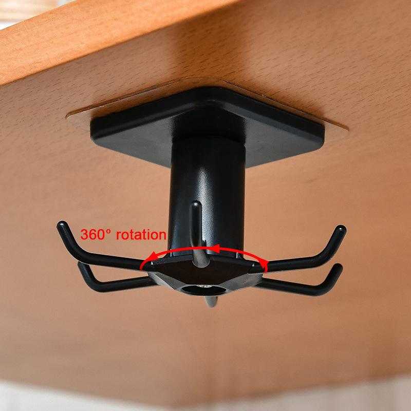 No-punch Kitchen Wall Storage Rack Rotating Hooks Spatulas and Spoons Kitchenware Wall-mounted Sticky Hooks