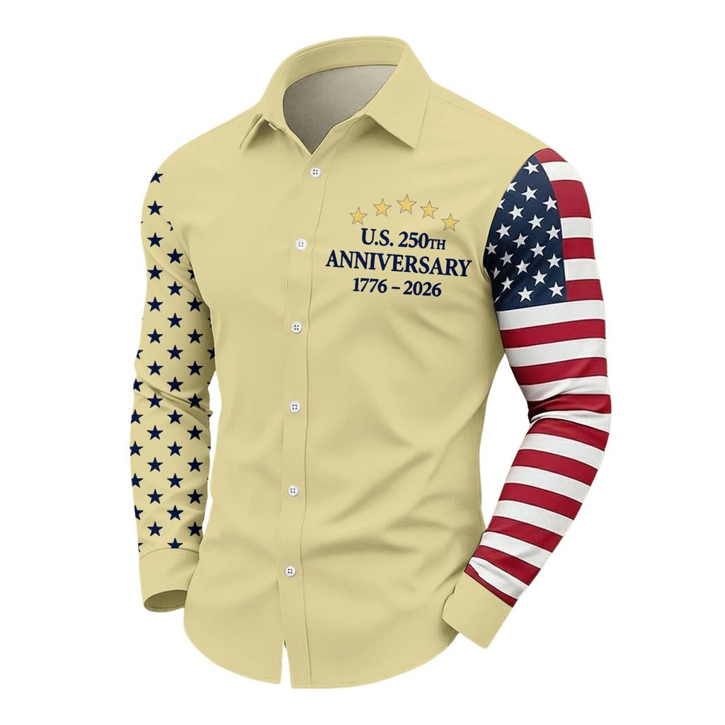 Us 250Th Anniversary Long Sleeve Shirts For Men 1776-2026 American Flag Shirts