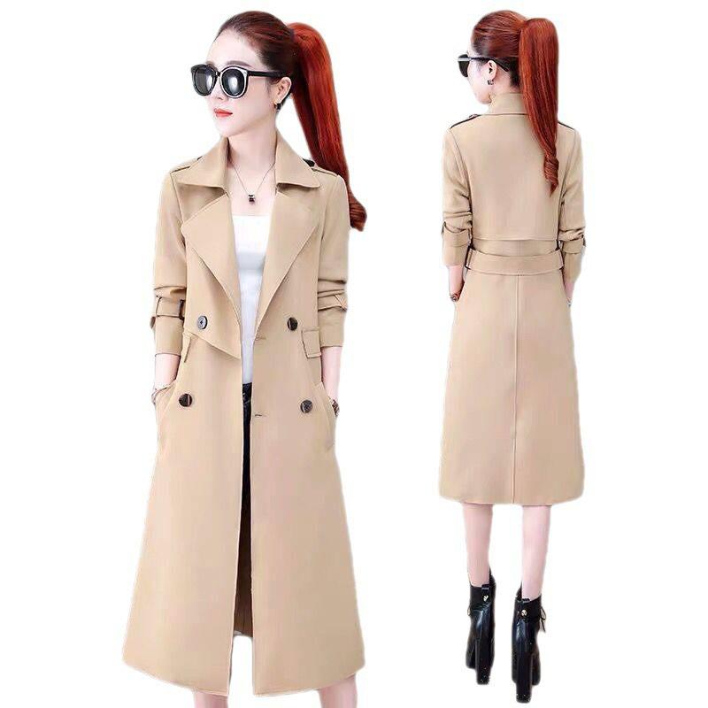 Womens Mid-Length Trench Coat With Lining 2026 Loose Slim Fit Elegant Fashion Outerwear
