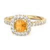 Citrine Round Cushion Halo Ring - 925 Sterling Silver Gold Vermeil