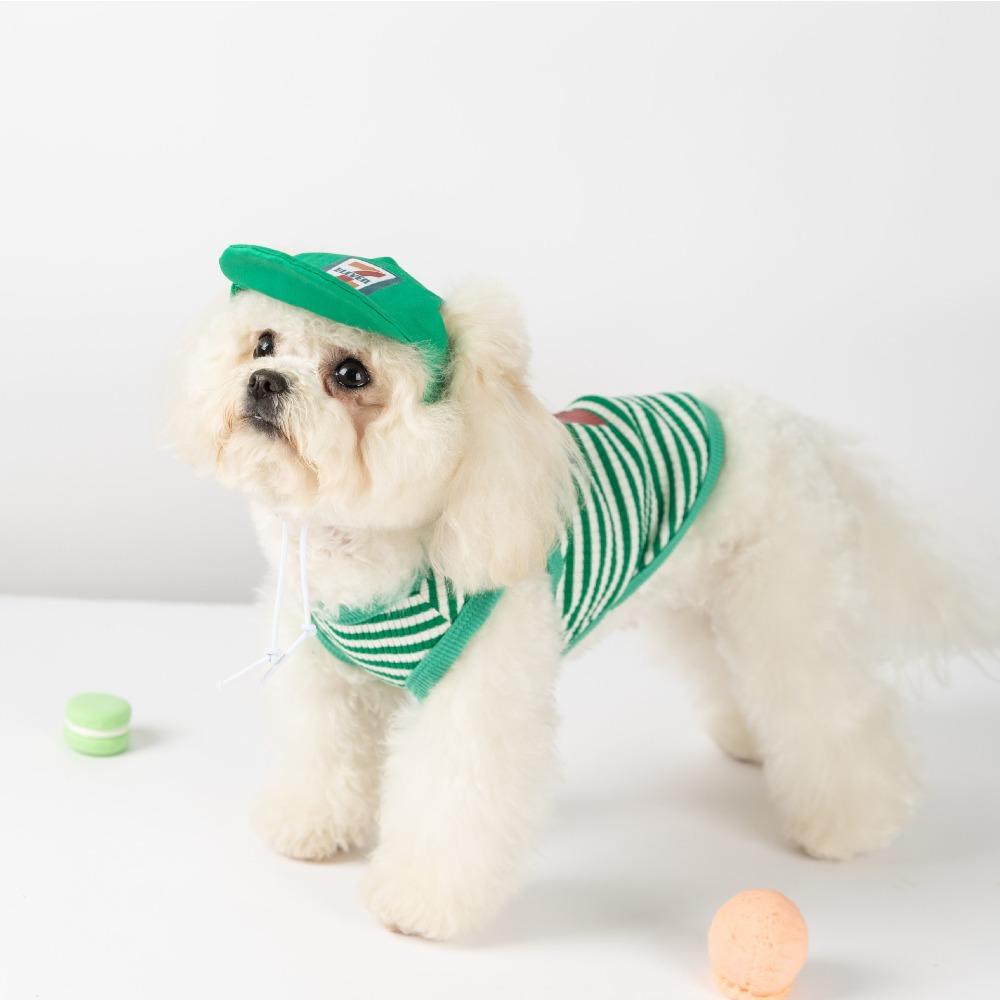 Spring and Summer Dog Clothes Striped Vest Hat Out Traction Suspender Small and Medium Dogs Cat Pet Clothes