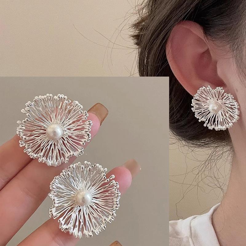 925 Silver Geometry Stud Earrings For Women Frosted Versatile Jewelry Gift Office Party Wear