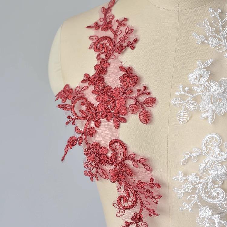 Multi-Color Embroidered Lace Accessories, Wedding Dress Decoration Pair Of Flowers, Handmade Diy Material Clothing Decoration Sticker Flowers