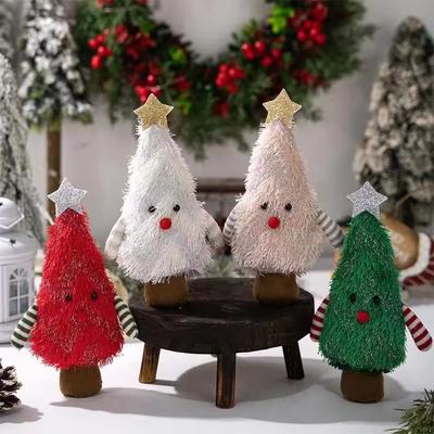 1Pc Mini Christmas Trees Cartoon Doll Home Desktop Ornaments Window Christmas Artificial Christmas Tree Party Decoration Gifts