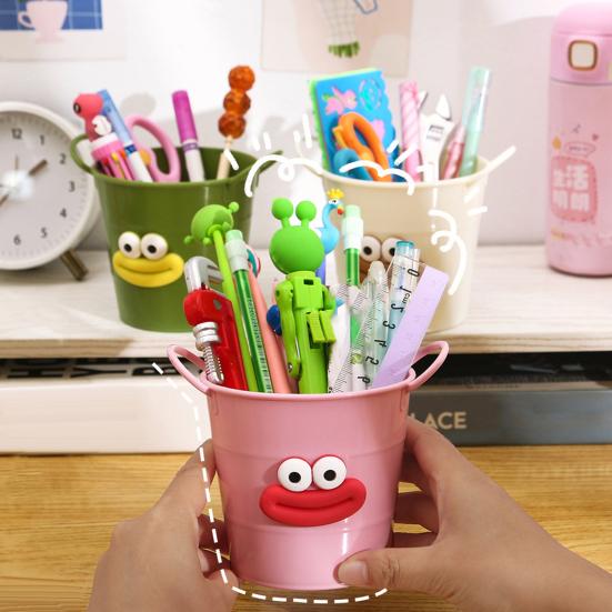 Cartoon Pen Holder Large Capacity Storage Bucket for Pens Pencils Markers Crayons Desktop Storage Box Organizer for Home Office