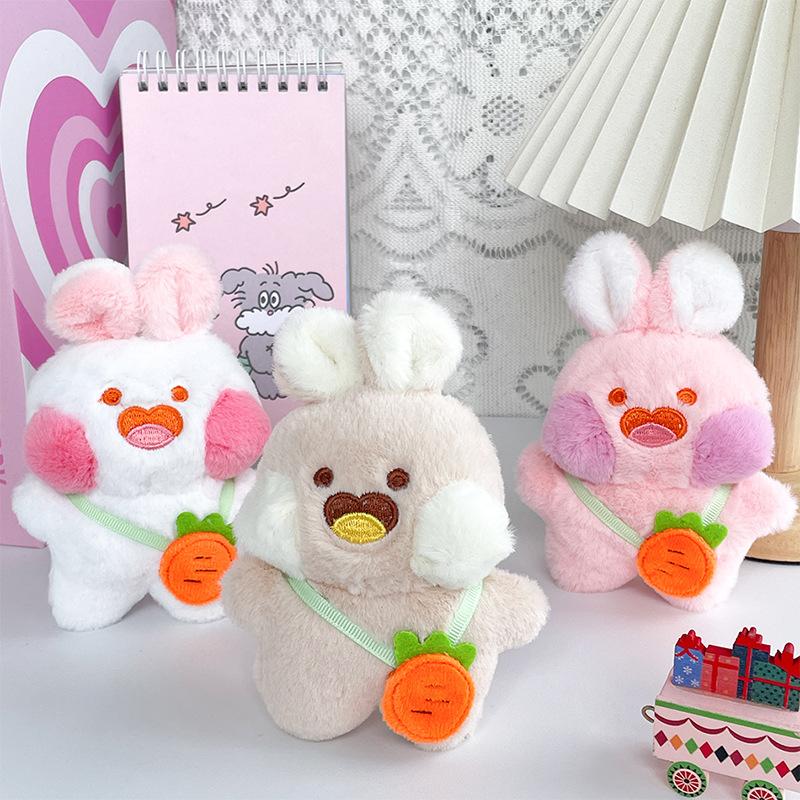 New Girl's Heart Cute Carrot Shoulder Bag Duo Rabbit Plush Toy Cartoon Doll Keychain Bag Pendant
