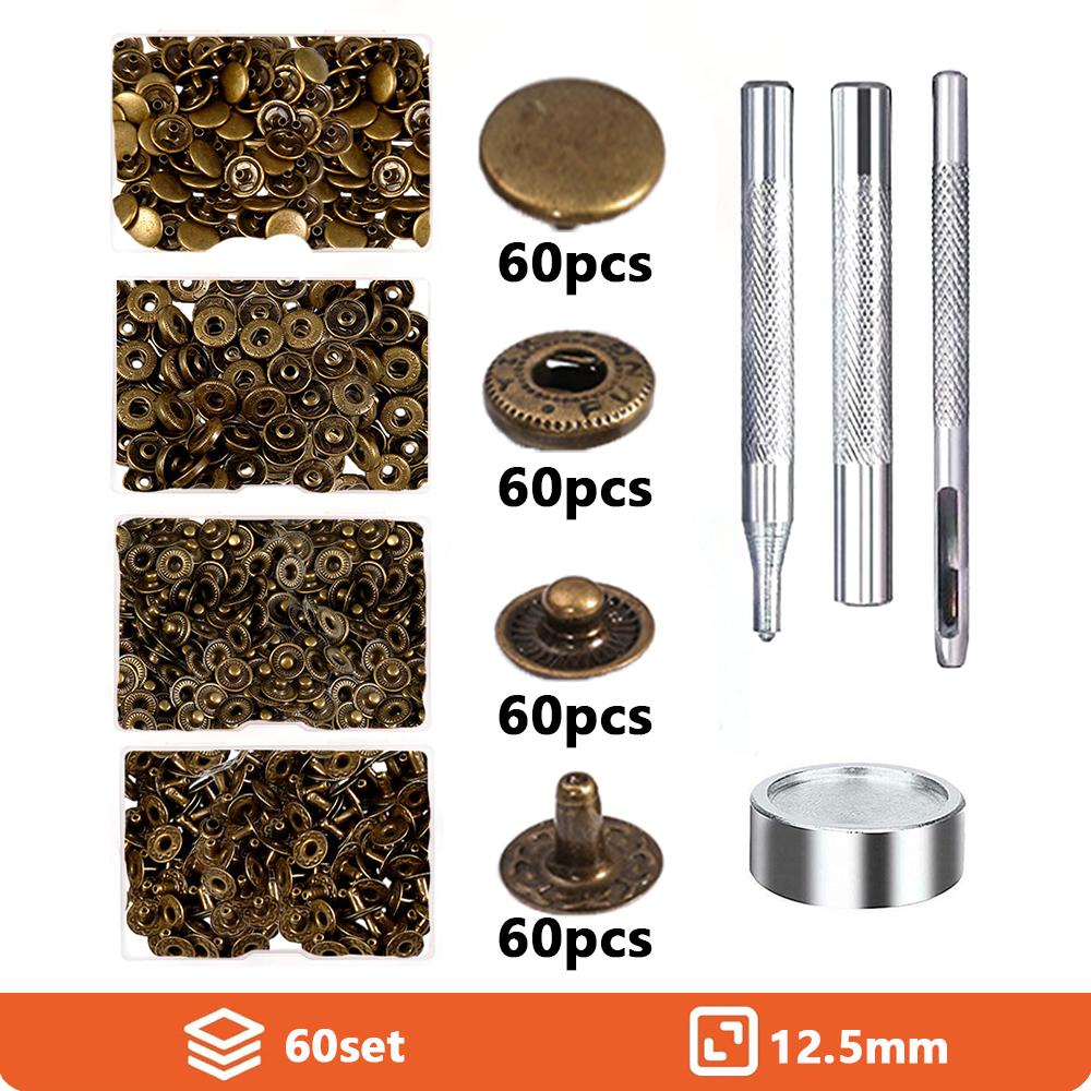 Brons 12,5 mm Roestvrij Staal Sluiting Drukknop Knopen Kits voor Jassen Tassen Leer Marine Boot Canvas Gunmetal 12.5mm