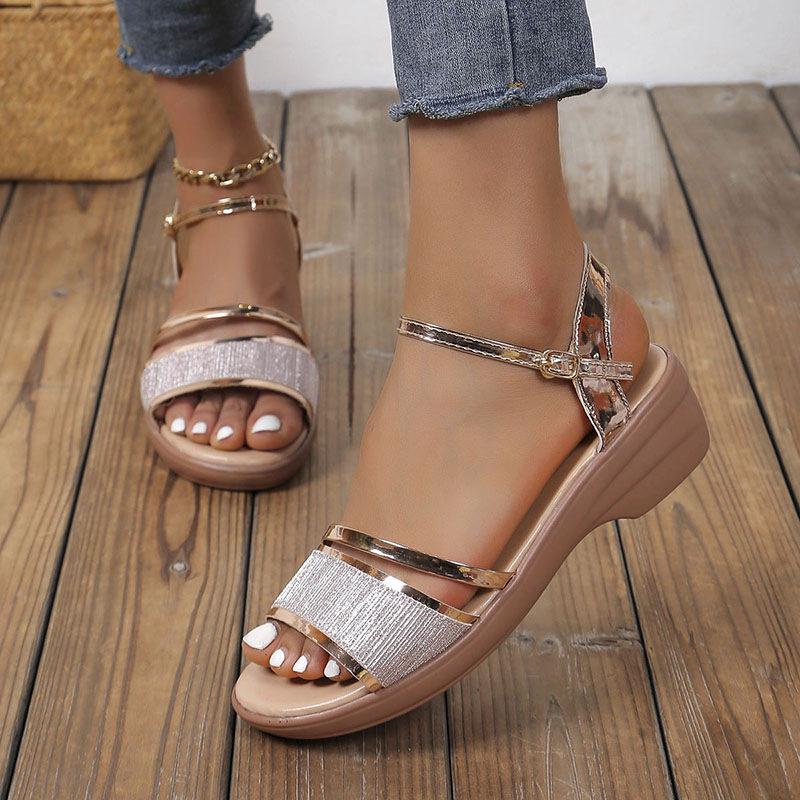 2024 European Plus Size Peep-toe Women's Wedge Sandals