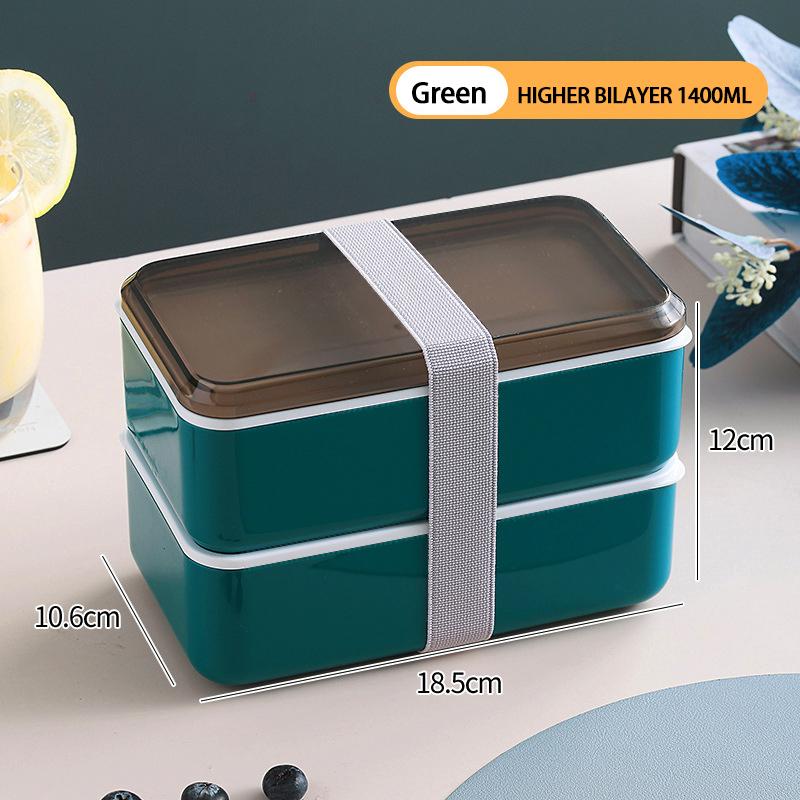 Wooden Grain Lunch Box Large Capacity Double Layer Sealed Leak Proof Microwave Oven Bento Box Food Storage Portable Tableware