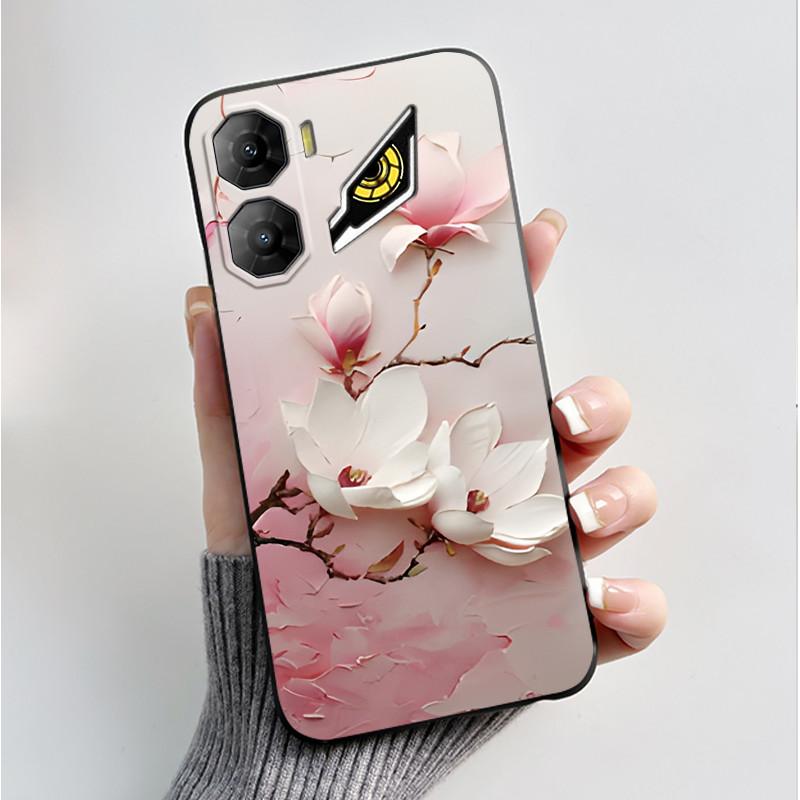 Custodia per Stampa per ZTE Nubia Neo 3 5G Fundas Capa Guscio Nero in Silicone Morbido Copertura ZTE Nubia Neo 3 GT Carina Custodia con Fiore e Cartone Animato